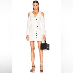 Alexis White Cold-Shoulder Button-Front Mini Dress